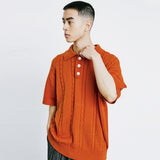 チェーンケーブルカラーハーフニット / CHAIN CABLE COLLAR HALF KNIT ORANGE