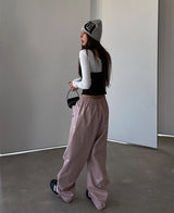 （UNISEX）ポケットレザーワイドパンツ