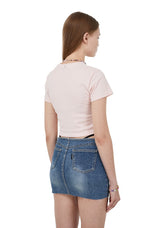[i-ts21-006] THREE CATS CROP T-SHIRT_PINK