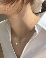 [92.5silver] single pearl necklace (2sizes)