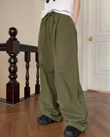 Hasti Pintuck Banding Cotton Long Wide Pants