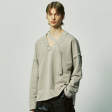 vネックレイヤードストリングピアススウェット / v-neck layerd string pierced mtm mocha
