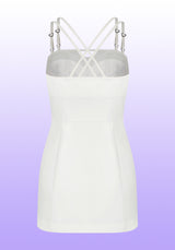 WHITE SHOULDER STRAP MINI DRESS (6624145473654)