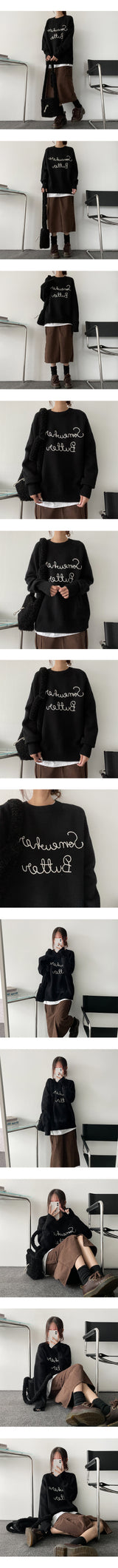 ベニン刺繍レタリングニット