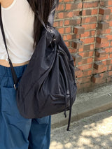 プリーツデイリーナイロンストリングポケットバックパック/Pleated Daily Nylon String Pocket Backpack
