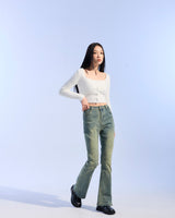 WASHED DENIM BOOT CUT (JEAN BLUE)