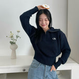OSロゴクロップニットハーフジップアップ / OS LOGO CROP KNIT HALF ZIP-UP - 3COLOR