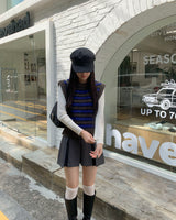 Tie pleated skirt