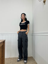 blur short sleeve cropped tee