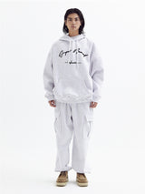 スーパーノーマルバルーンオーバーフリースフーディー( White Melange)