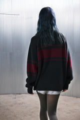COLOR-LINE 7G KNIT CREW-NECK (Charcoal) / カラーラインニットクルーネック