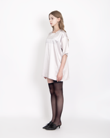 サテンオーバーサイズTシャツワンスアポンアタイム / SATIN OVERSIZE T-SHIRT #ONCE UPON A TIME(SILVER)