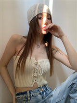 レイヤードニットチューブトップ / layered knit tube top