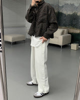 CRウールレオパードクロップドシャツ/CR Wool Leopard Cropped Shirt (2 colors)