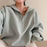 [BELLIDE MADE] Sailor Loose Fit Double-Sided Raised Half Zip-Up Sweat