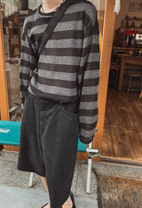 フォーシーズンシースルーストライプ長袖Tシャツ