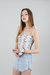 セット ハイティーンノースリーブクロップトップス&シュシュ / SET Highteen Sleeveless Crop Top Scrunchie Blue