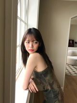 ロエルメッシュロングワンピースセット