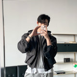 LMN Rectangle Short Hooded Bomber Jacket (3 colors)