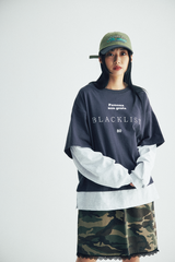 ブラックリストレタリングレイヤードTシャツ