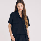 クロップツーポケットシャツ / CROP TWO POCKET SHIRT(BLACK)