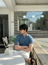 LMNカラーリングハーフジップアップハッチ半袖ニット/LMN Cooling Half Zip-Up Hachi Short-Sleeved Knitwear (9 colors)