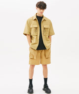 TWO POCKET STRING HALF SHIRTS (KHAKI) (6585202704502)