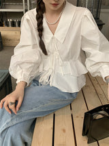 laceup white blouse