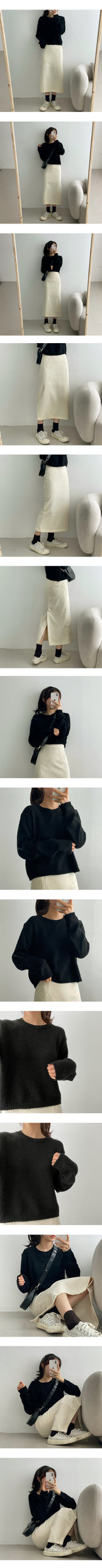 ビーズハーフクロップドラウンドニットウェア / Beads Half Cropped Round Knitwear
