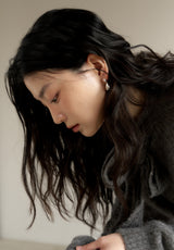 double tear earring - silver