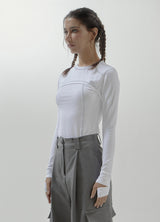 スティッチロングTシャツ　ホワイト