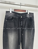 dark blue string wide pants