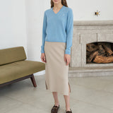 100%cashmere v neck basic top_scani blue (6653689954422)