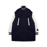 [UNISEX] Reversible Faux Fur Varsity Collar Coat (Purple) (6656657162358)
