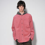 コーデュロイシャツフーディー / corduroy shirt hoodie [pink]