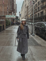 [WOOL 50%/MADE] wool maxi trench mac coat