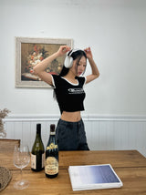 blur short sleeve cropped tee