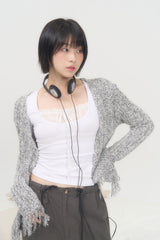 MIX KNIT CARDIGAN (GRAY)