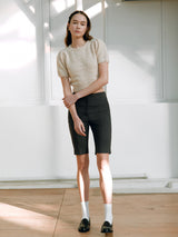 SLIM HALF SLACKS CHARCOAL