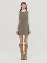 MINIMAL SIMBOL DRESS -BEIGE GRAY (6642706776182)
