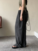アンダーノンフェードサマーリネンローデニムワイドパンツ / Ander Non-Fade Summer Linen Raw Denim Wide Pants