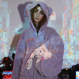 パンクベアフリースジャケット / 0 1 punk bear fleece jacket - VIOLET