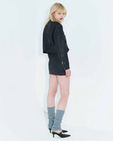 フォーレザーローライズミニスカート / Faux-Leather Low Rise Mini Skirt _ Black