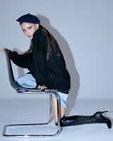 UNISEX LABEL POINT SOFT SWEAT CARDIGAN W - BLACK (6636052250742)