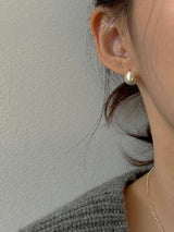 [92.5silver] matt circle one-touch earrings (2sizes)