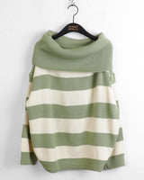 Dolche Boxy Striped Off-Shoulder Long-Sleeved Knitwear