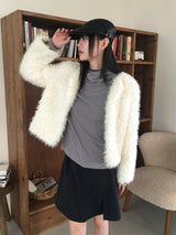 Lens quilted eco fur jacket