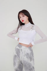 シースルービッグクロップTシャツ/TOP(8218) see-through big crop Tee