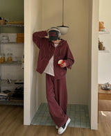 ニットピグメントフードジップアップ / Kint pigment hood zip-up (3 color)