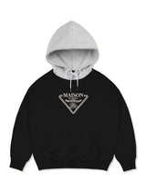 Women's Crop Maison Signature Emblem Two-Tone HeavyTerry Hoodie BlackAshGray(FCD3TS715W)